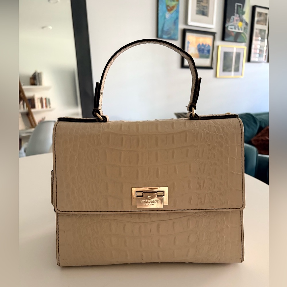 🐊 Kate Spade Crocodile Embossed Leather Top Handle Purse - Picture 3 of 16